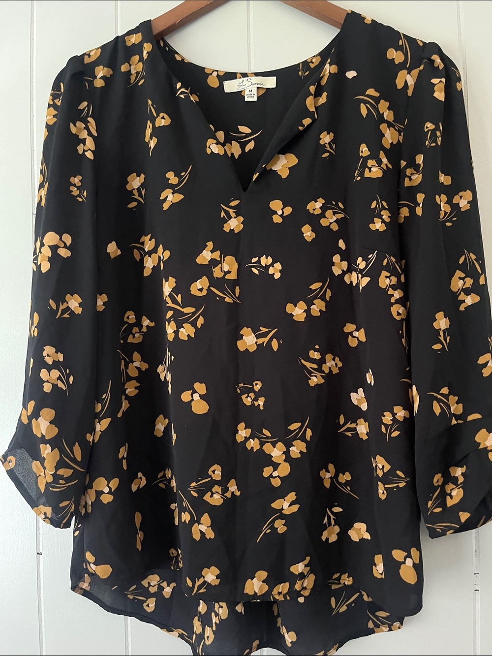 Elliatt Black Blouse with Mustard Floral Print
